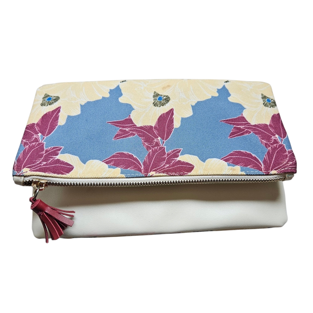 Rachel Pally Floral Blue and Pink Foldover Clutch